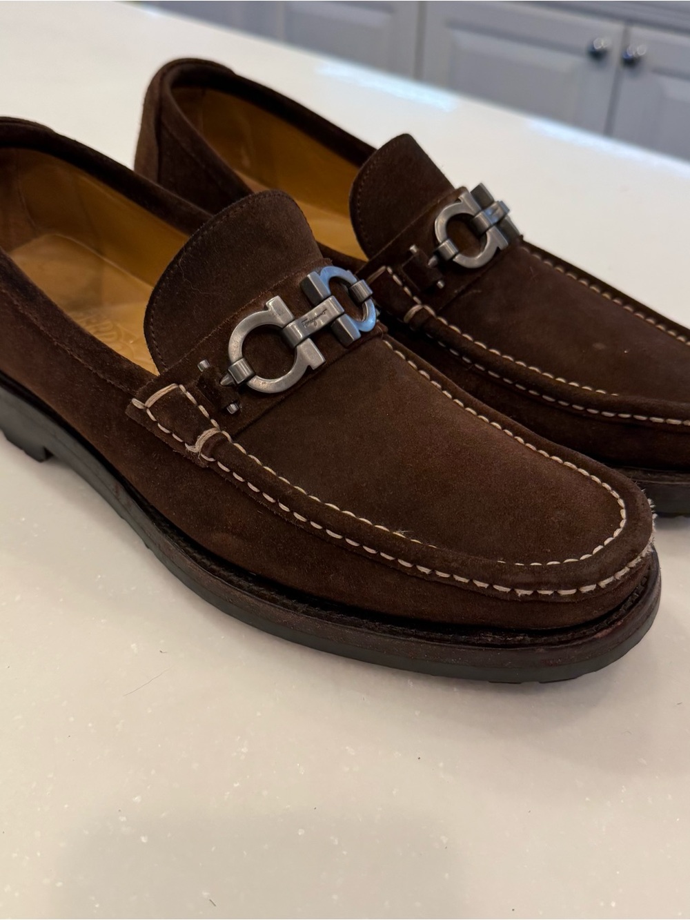 Ferragamo Men’s Brown Suede Gancini Bit Loafers Sz Mens 7 Wms 8.5 EUC - Picture 6 of 16